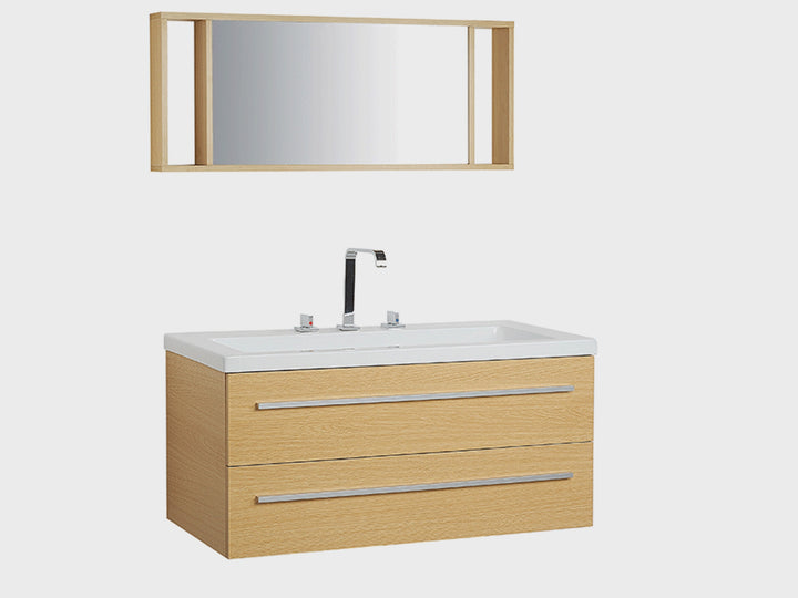 Floating Bathroom Vanity Set Light Wood Almeria