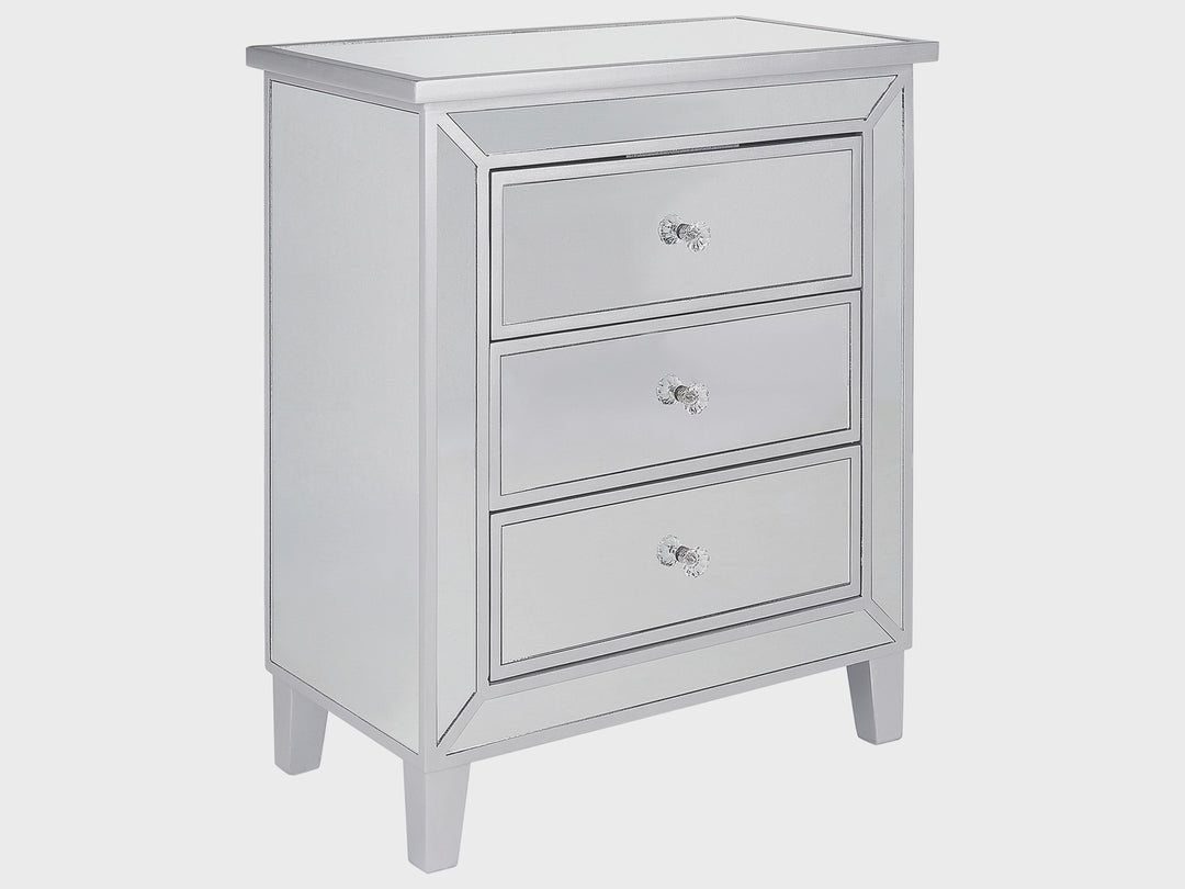 3 Drawer Mirrored Chest Silver Breves