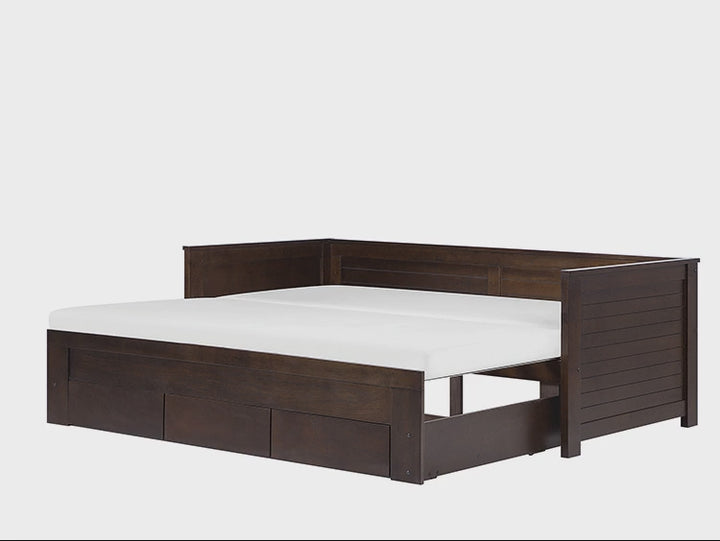 Wooden EU Single to Super King Size Daybed with Storage Brown Cahors