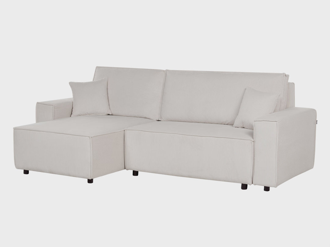 Sofa Bed Corduroy Right Hand Off-White Abacka