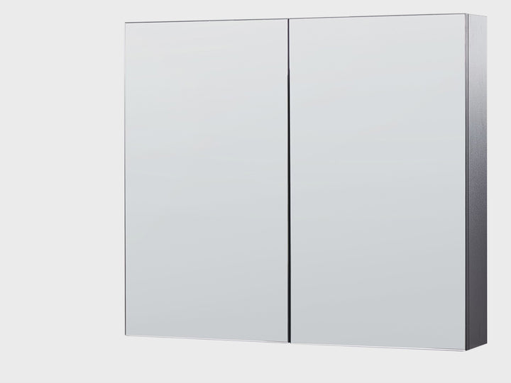 Bathroom Wall Mounted Mirror Cabinet 80 x 70 cm Black Navarra