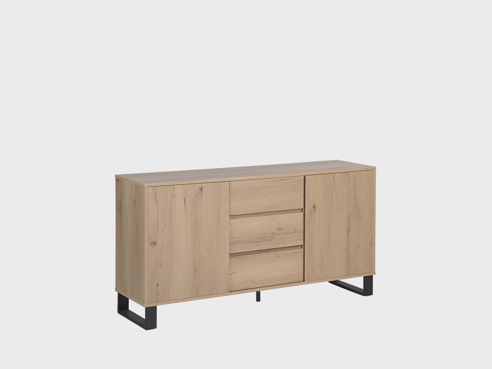 3 Drawer Sideboard Light Wood Elda