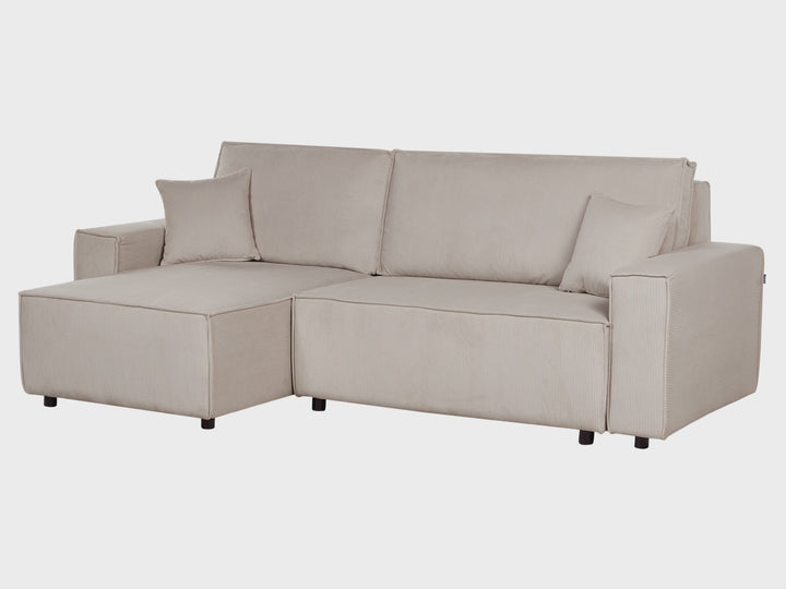 Sofa Bed Corduroy Right Hand Beige  Abacka