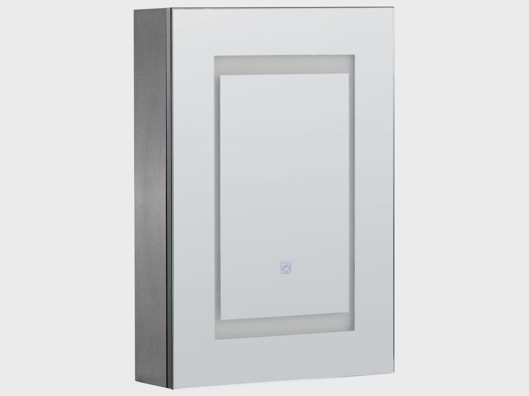 Bathroom Wall Mounted Mirror Cabinet with LED 40 x 60 cm Black Malaspina