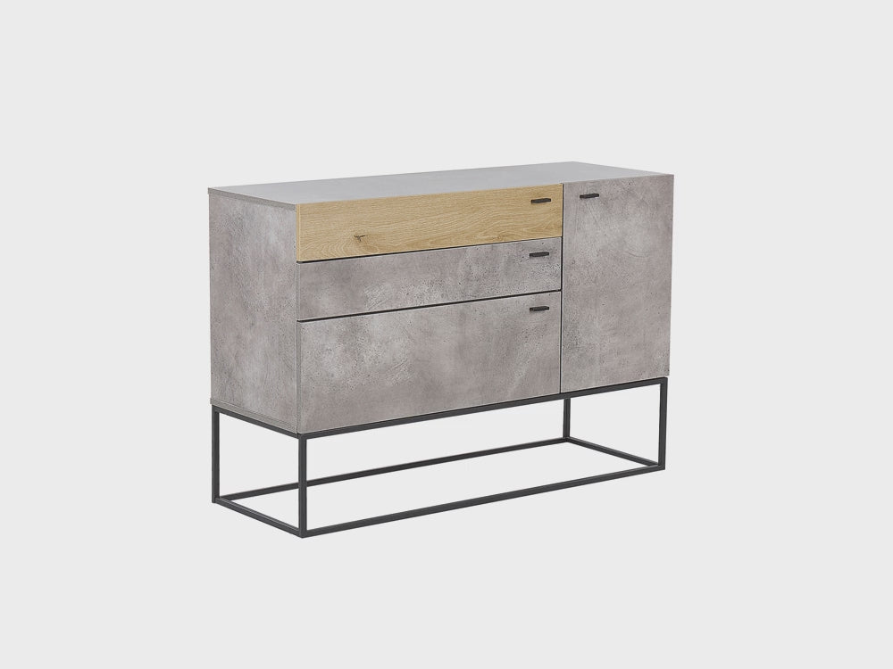 3 Drawer Sideboard Grey with Light Wood Arietta