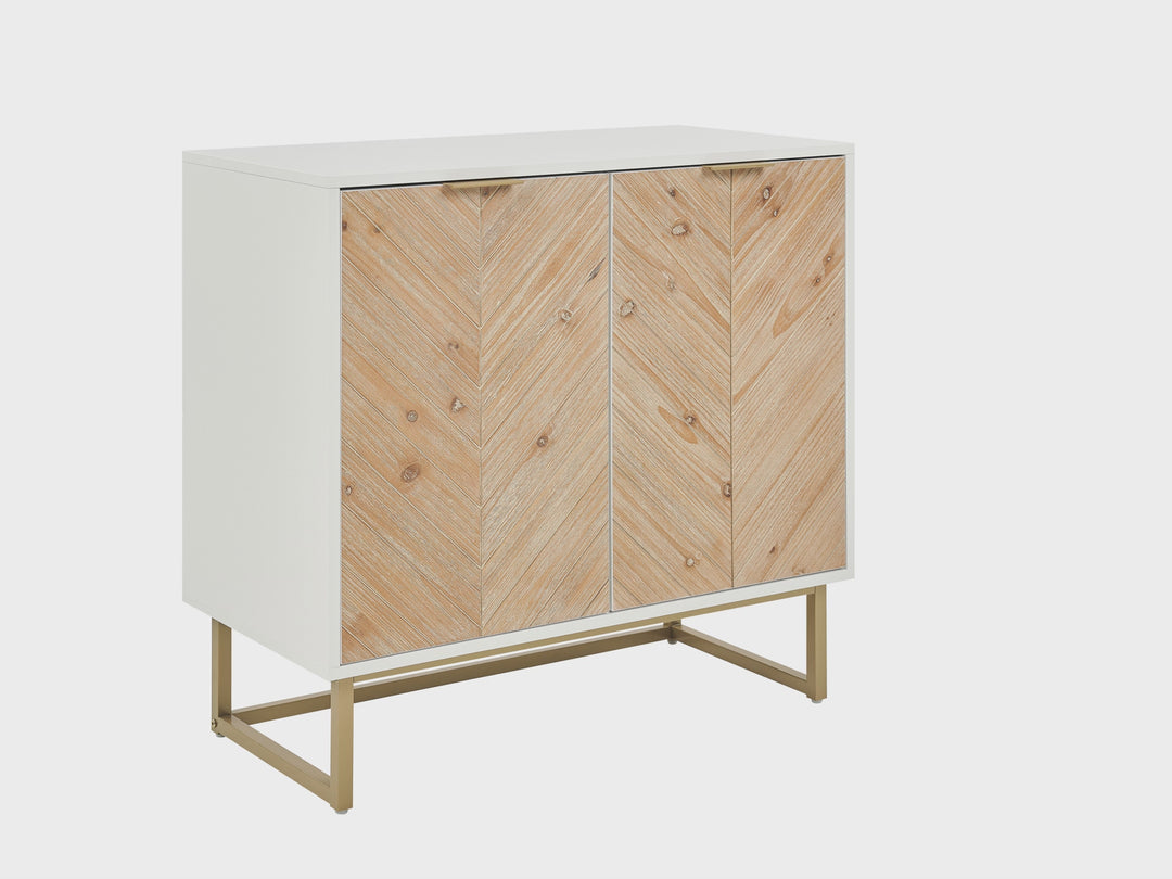 2 Door Sideboard Light Wood and White Alaska