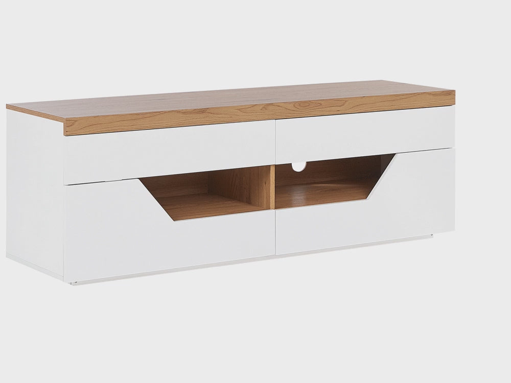 TV Stand White with Light Wood Cheval