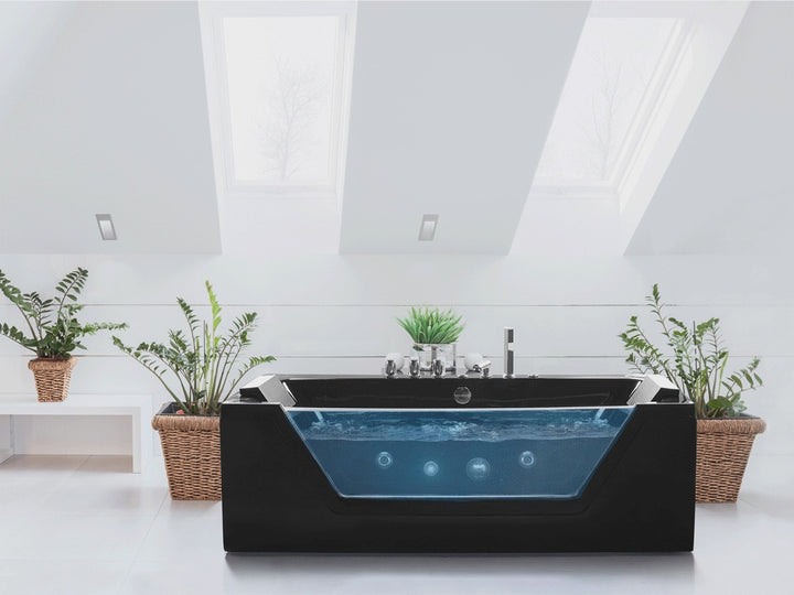 Whirlpool Bath with LED 1740 mm Black Samana