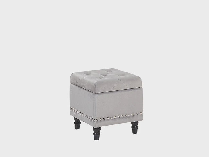 Velvet Footstool with Storage Light Grey  Loretto