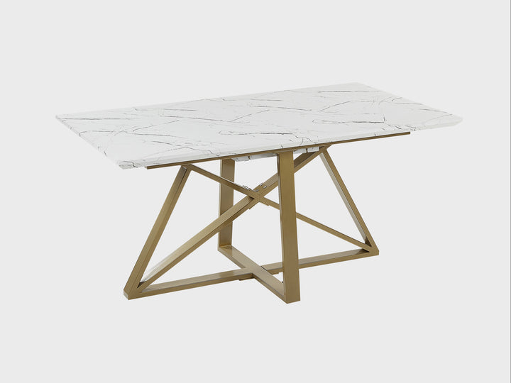 Extending Dining Table 160/200 x 90 cm Marble Effect with Gold Maximus