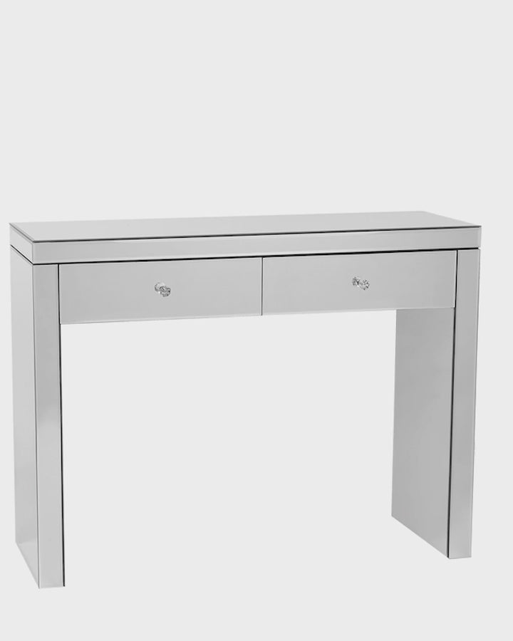 2 Drawer Mirrored Console Table Silver Marle