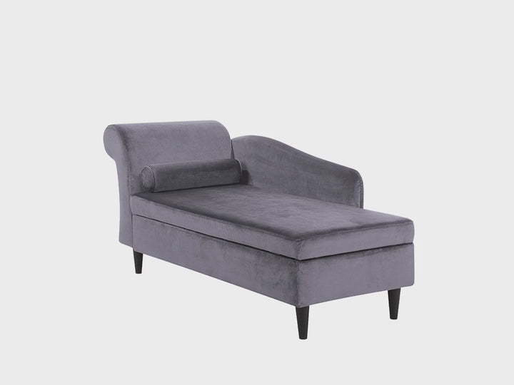 Left Hand Velvet Chaise Lounge Dark Grey Luiro