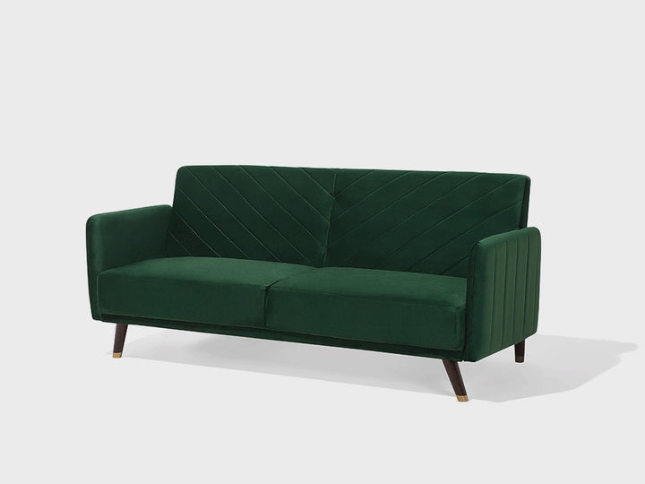 Velvet Fabric Sofa Bed Green Senja