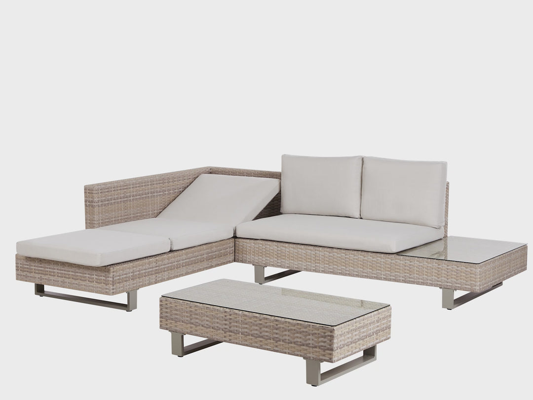 Lanciano 5 Seater PE Rattan Garden Corner Lounge Set Off-White