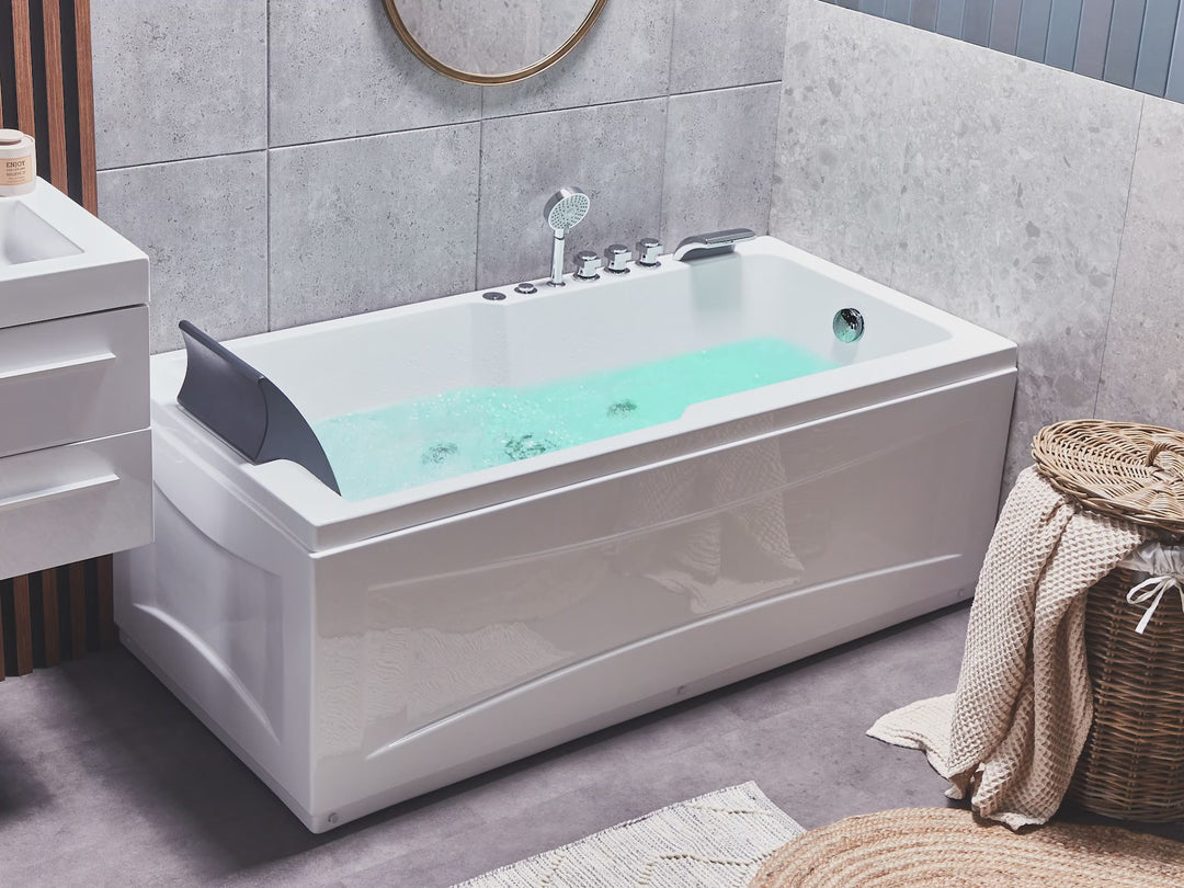 Left Hand Whirlpool Bath with LED 1690 x 810 mm White Artemisa