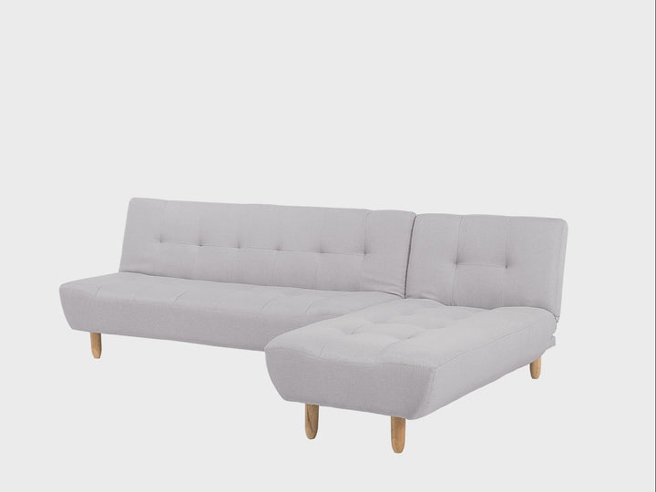 Left Hand Fabric Corner Sofa Bed Light Grey Alsten