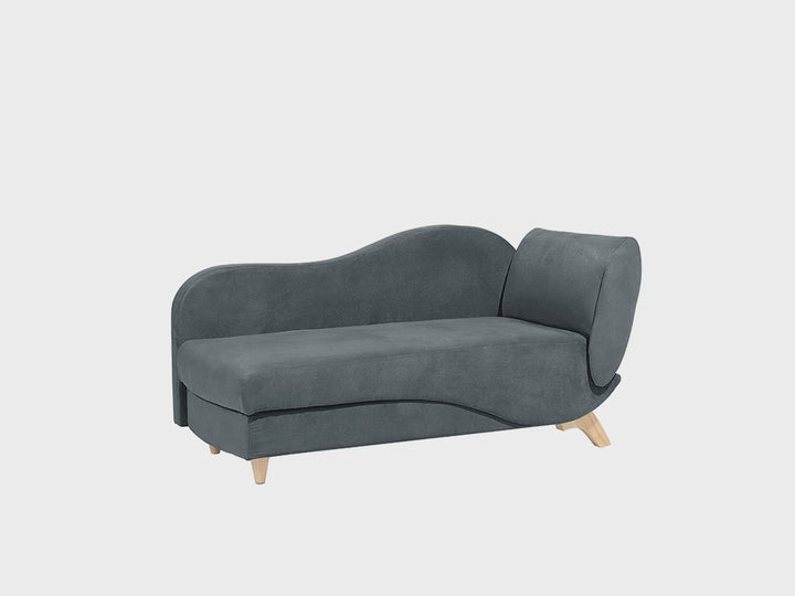 Right Hand Velvet Chaise Lounge with Storage Dark Grey Meri