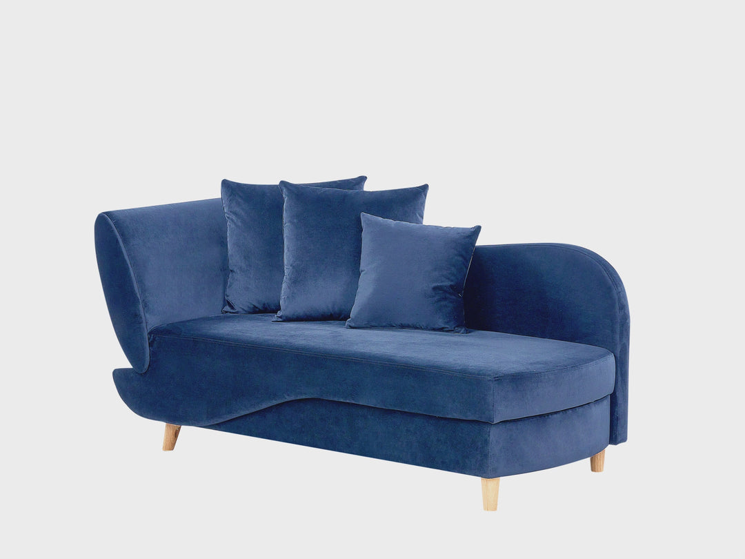 Left Hand Velvet Chaise Lounge with Storage Blue Meri II