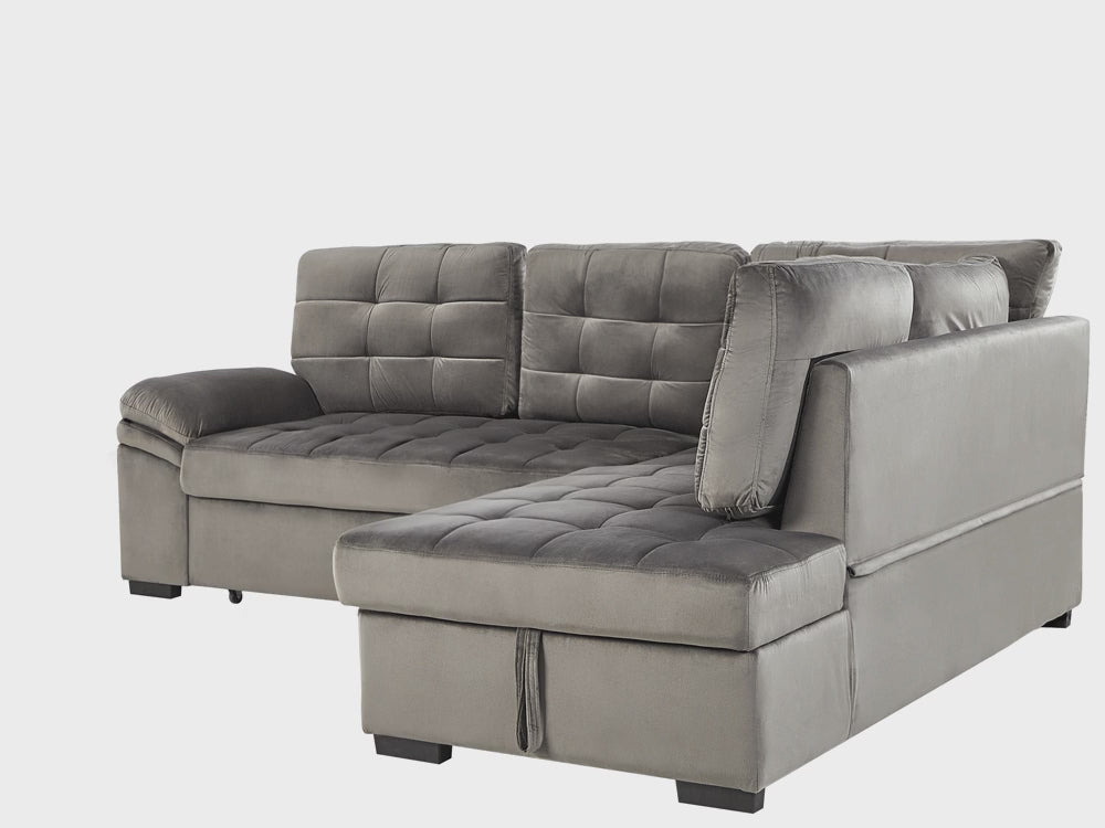 Corner Sofa Velvet Left Hand Grey Varnamo