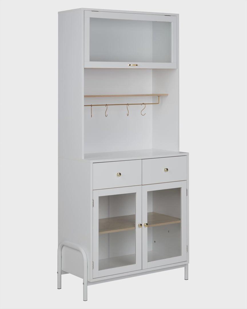 Cabinet with Glass Displays White Parlin