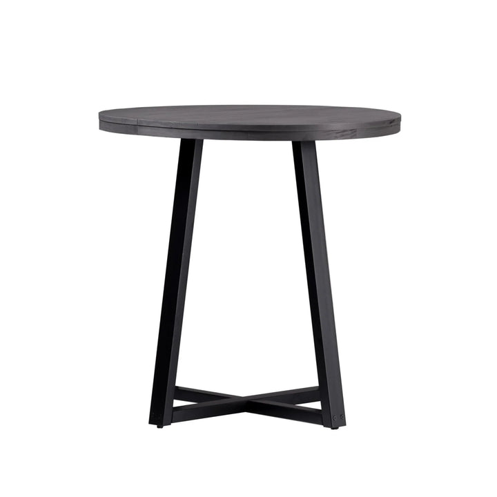 Wood Round Gray Dining Table Ajani