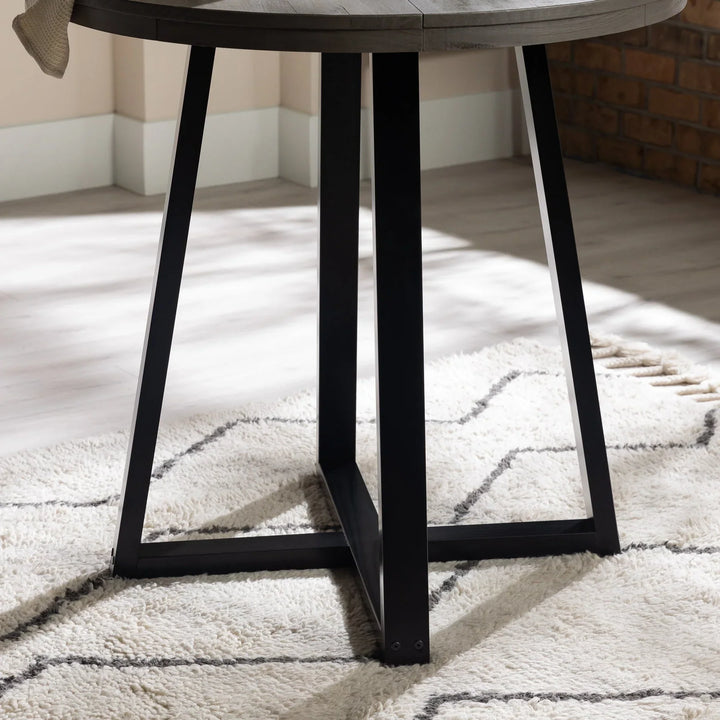 Wood Round Gray Dining Table Ajani