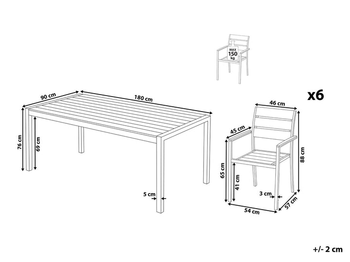 Vernio 6 Seater Aluminium Garden Dining Set White