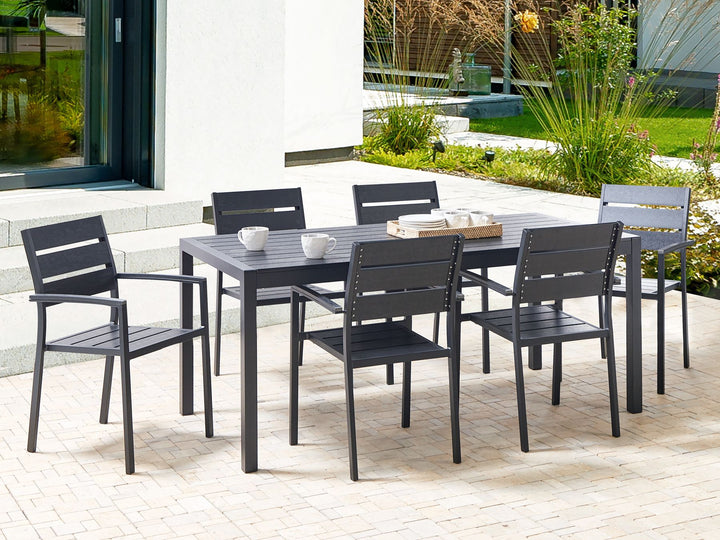 Vernio 6 Seater Aluminium Garden Dining Set Black