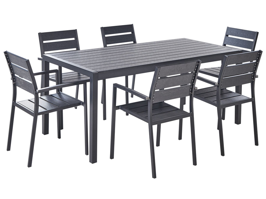 Vernio 6 Seater Aluminium Garden Dining Set Black