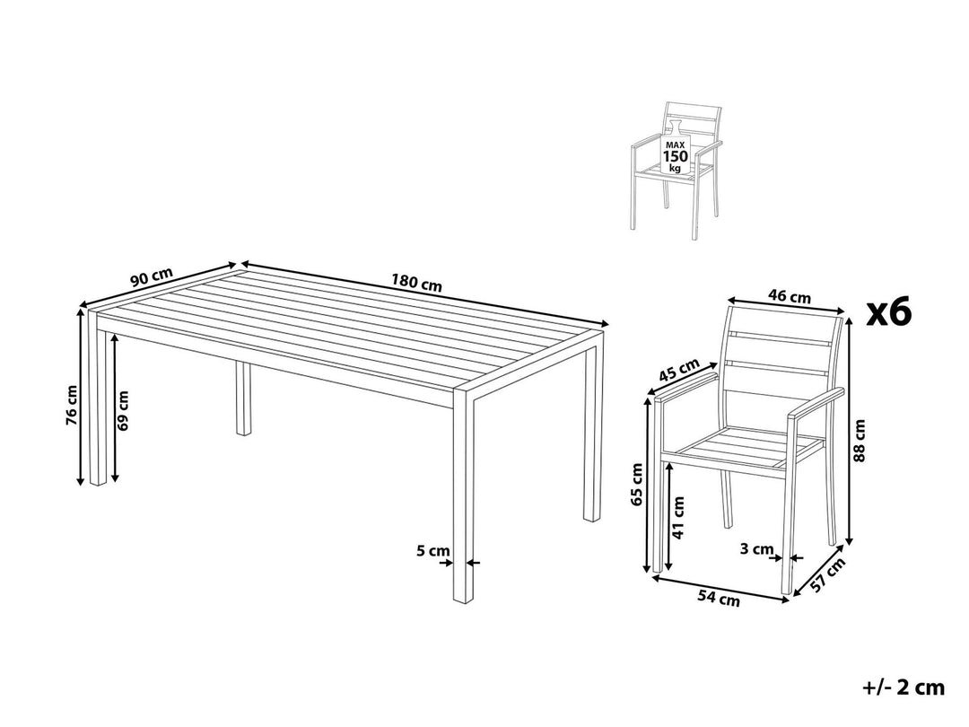 Vernio 6 Seater Aluminium Garden Dining Set Grey