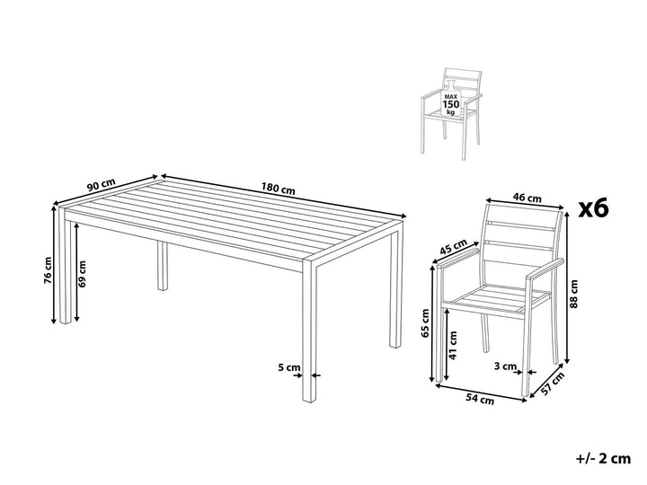 Vernio 6 Seater Aluminium Garden Dining Set Grey