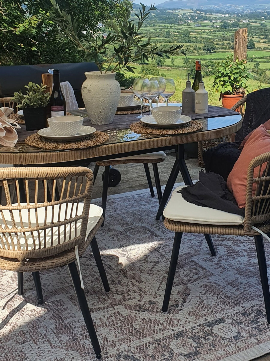 Aliano II 6 Seater PE Rattan Garden Dining Set Beige