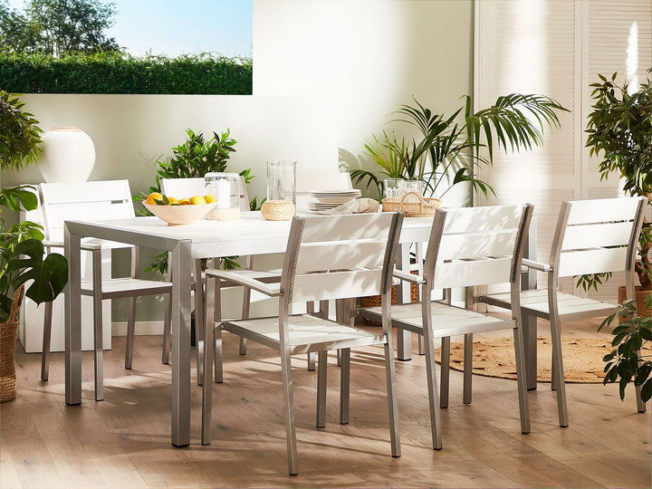 Vernio 6 Seater Aluminium Garden Dining Set White