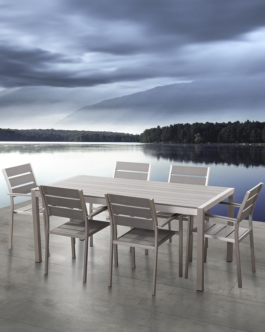 Vernio 6 Seater Aluminium Garden Dining Set Grey