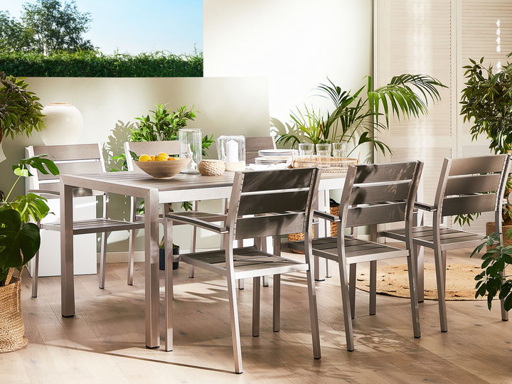 Vernio 6 Seater Aluminium Garden Dining Set Grey