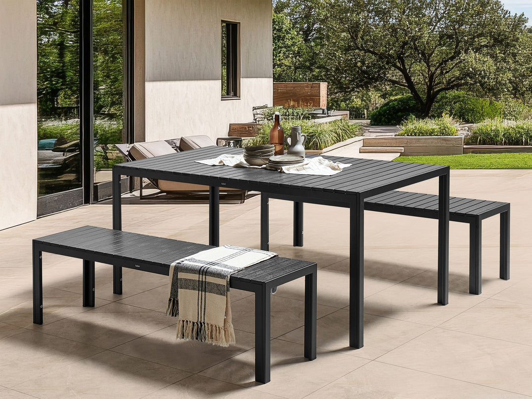 Nardo 6 Seater Aluminium Garden Dining Set Black