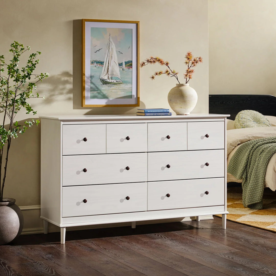 Solid Wood 6 Drawer Dresser White Abberbury