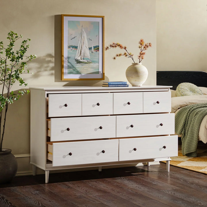 Solid Wood 6 Drawer Dresser White Abberbury