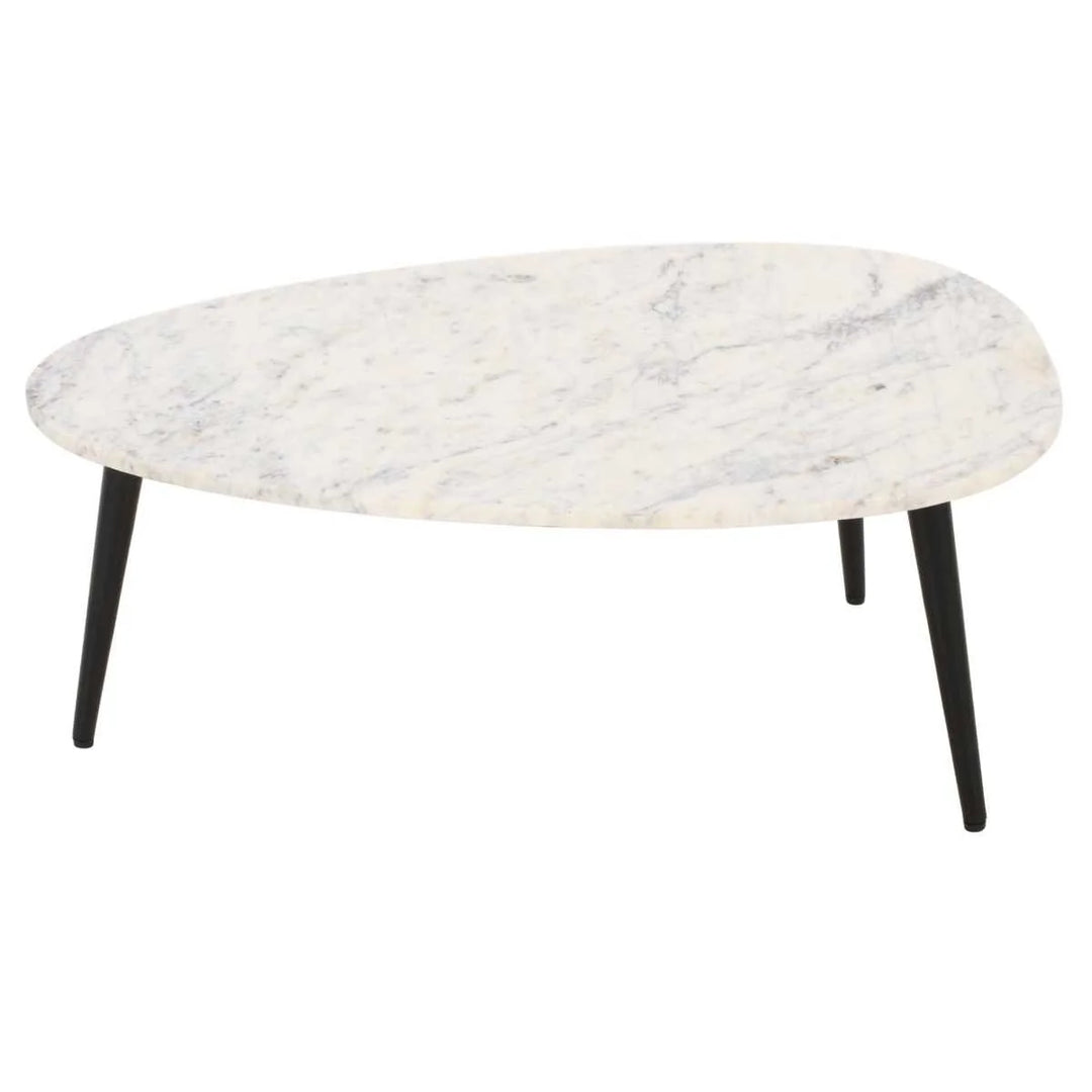 White Marble Top & Metal Legs Coffee Table Opal