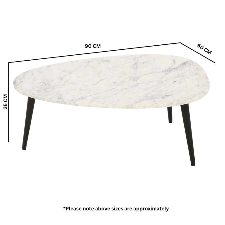 White Marble Top & Metal Legs Coffee Table Opal