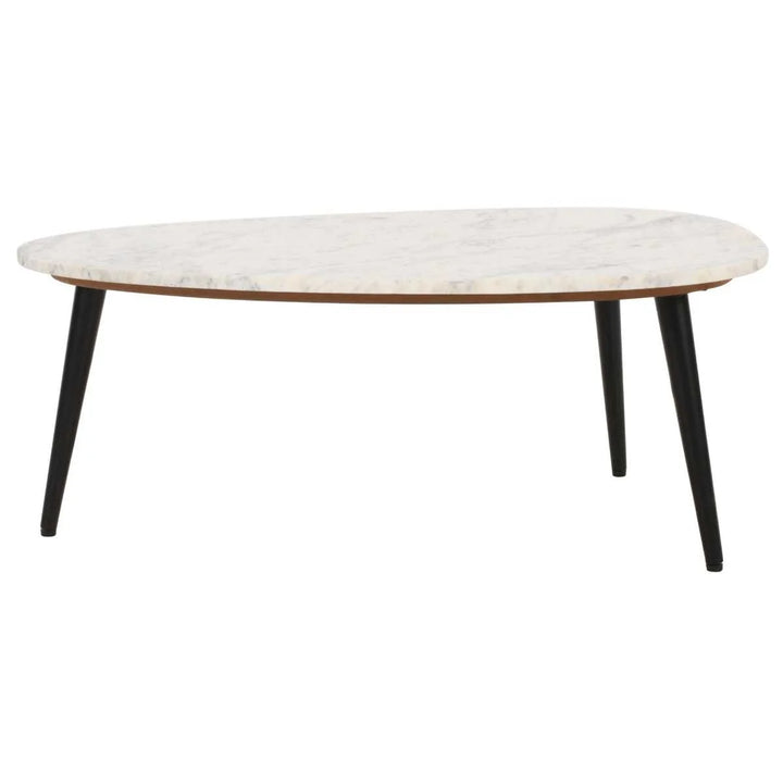 White Marble Top & Metal Legs Coffee Table Opal