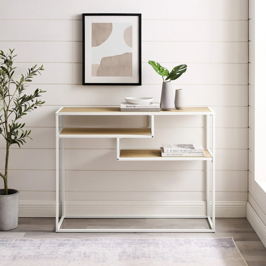 Tiered Shelf Console Table Coastal Oak/White Beacsfield