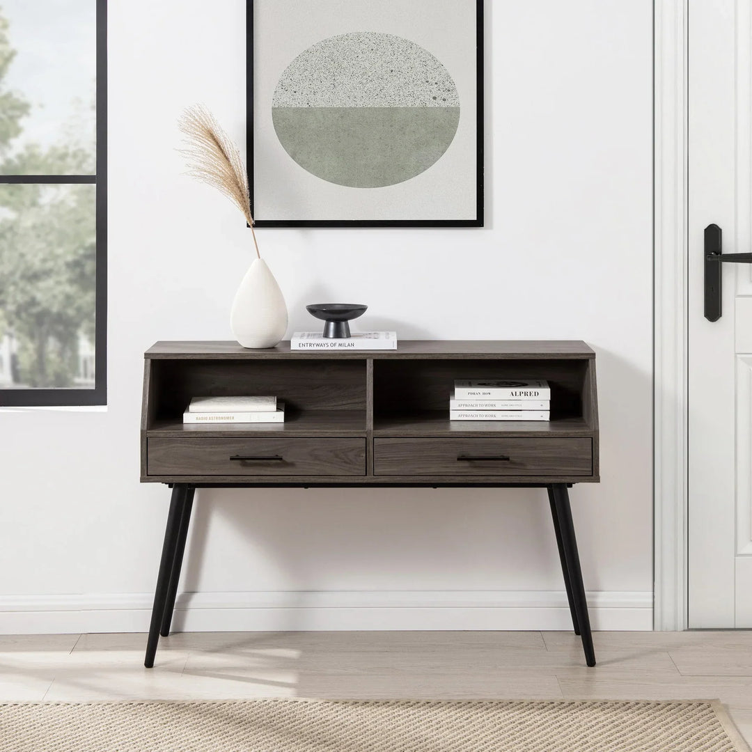 2 Drawer Console Table Slate Grey/Black Angella