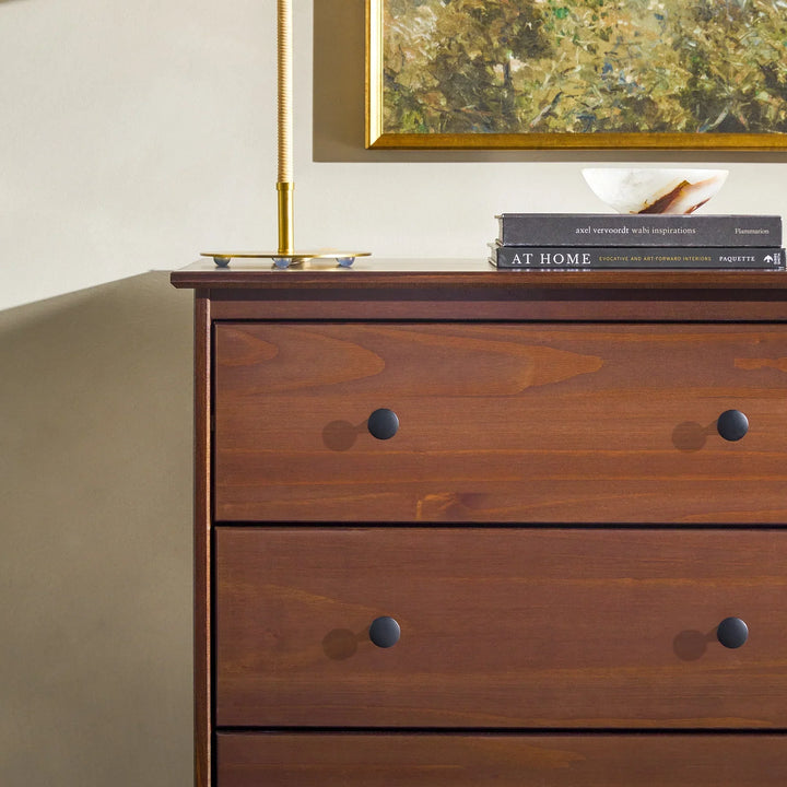 Solid Wood Transitional 4 Drawer Chest Dresser Walnut Abberbury