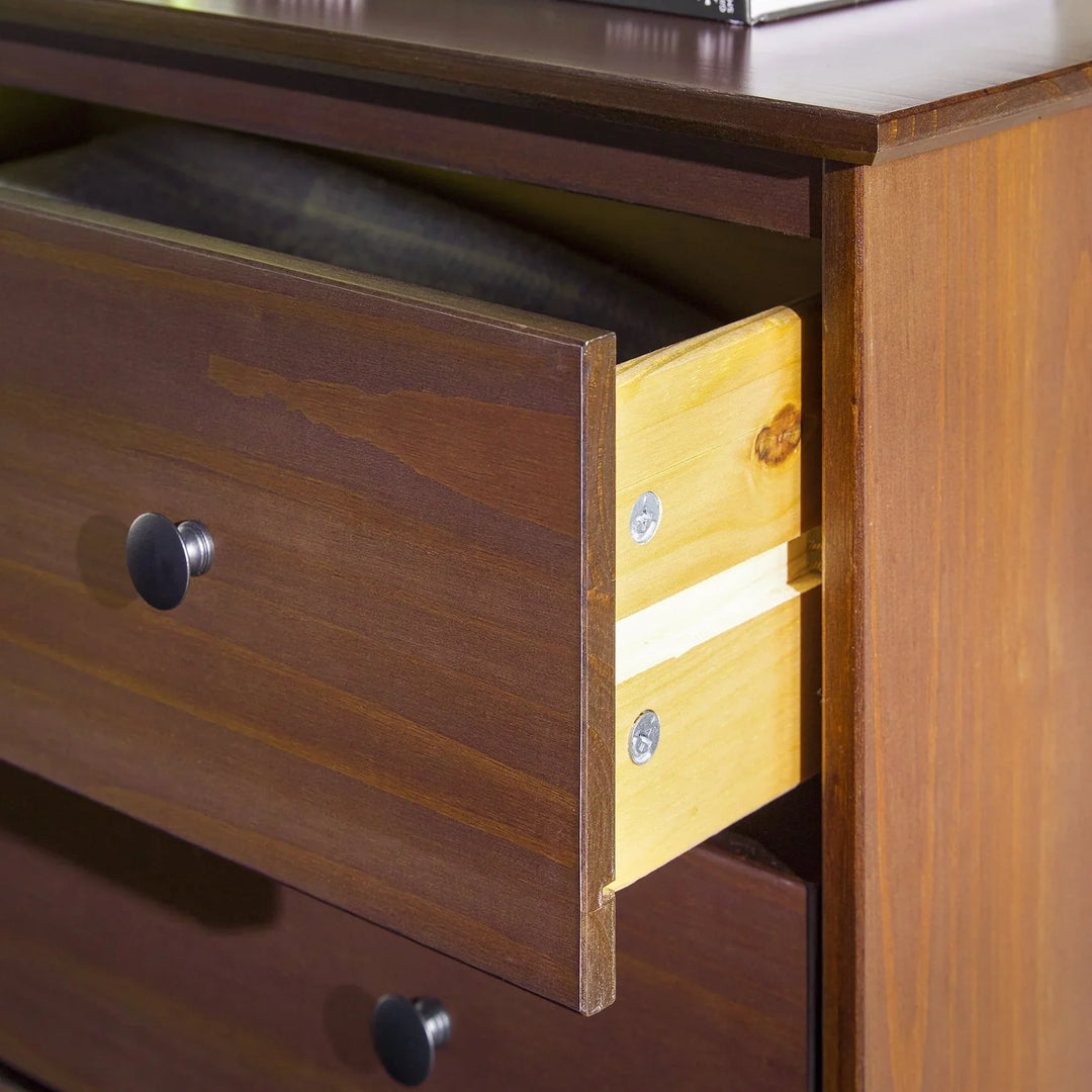 Solid Wood Transitional 4 Drawer Chest Dresser Walnut Abberbury