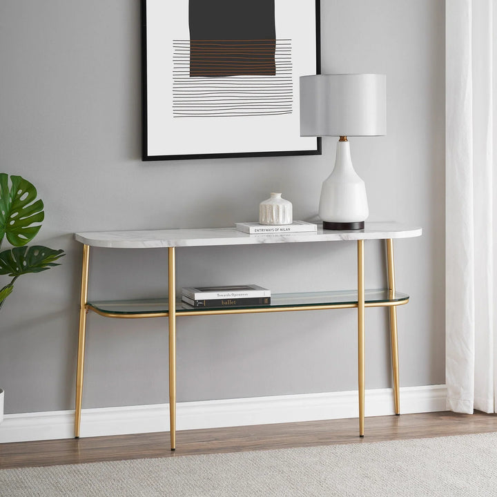 Curved Console Table Faux Marble Leesanne