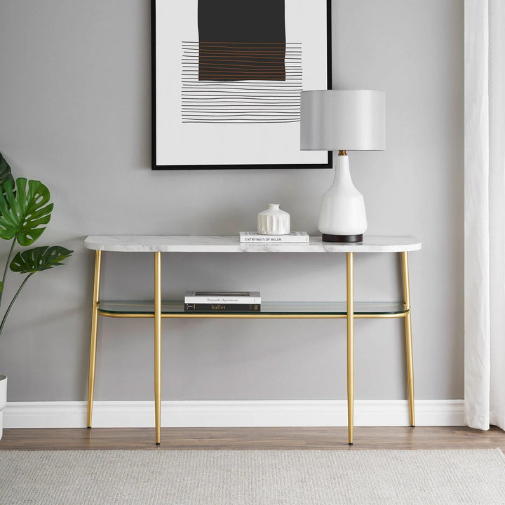 Curved Console Table Faux Marble Leesanne